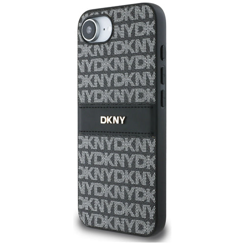 DKNY Repeat Texture Pattern with Tonal Stripe case for iPhone 16e - black