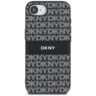 DKNY Repeat Texture Pattern with Tonal Stripe case for iPhone 16e - black