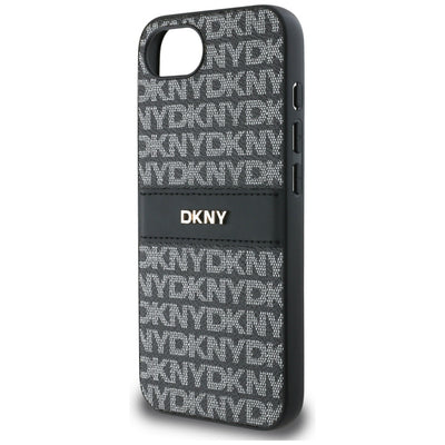 DKNY Repeat Texture Pattern with Tonal Stripe case for iPhone 16e - black