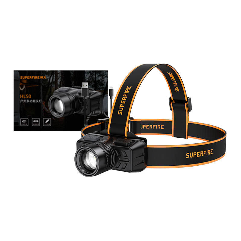 Head flashlight Superfire HL50, 150lm, USB - Product Image 4