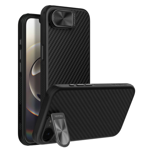 Etui Nillkin CarboProp Magnetic z osłoną na aparat i podstawką na iPhone 16e - czarne