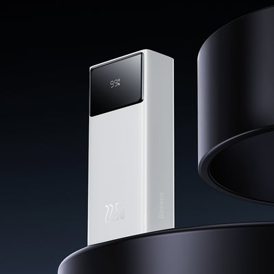 Baseus EnerFill FP41 30000mAh 22.5W Powerbank with Baseus Simple USB-A - USB-C 3A 30cm Cable - White