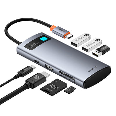 Baseus Metal Gleam 7in1 HDMI 4K 60Hz USB-C Hub / 3x USB 3.0 / USB-C PD / SD / microSD - Gray