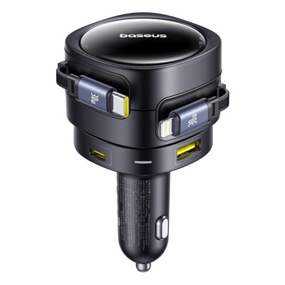 Baseus Enjoyment Max 90W Car Charger 2x USB-C + USB-C and Lightning Cable - Black