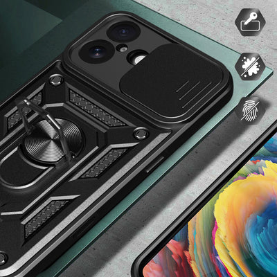 Hybrid Armor Camshield iPhone 17 Case with Stand and Camera Cover - Black — Hurtel
