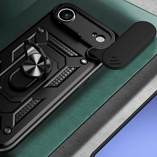 Hybrid Armor Camshield iPhone 17 Air Case with Stand and Camera Cover - Black — Hurtel