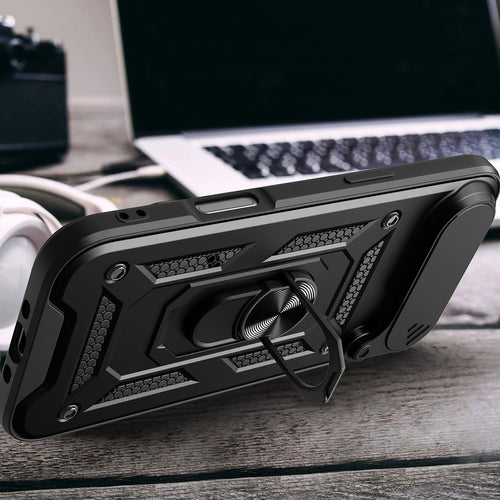 Hybrid Armor Camshield iPhone 17 Air Case with Stand and Camera Cover - Black — Hurtel