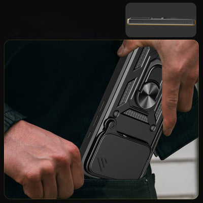 Hybrid Armor Camshield Case for iPhone 17 Pro Max with Stand and Camera Cover - Black — Hurtel