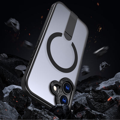 Hybrid Armor X case for iPhone 17 with MagSafe-compatible stand - black — Hurtel