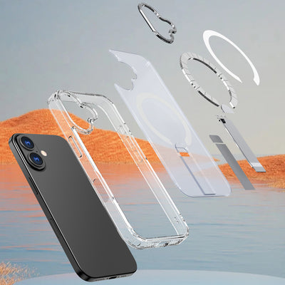 Hybrid Armor X Case for iPhone 17 with Stand, Compatible with MagSafe - Transparent — Hurtel