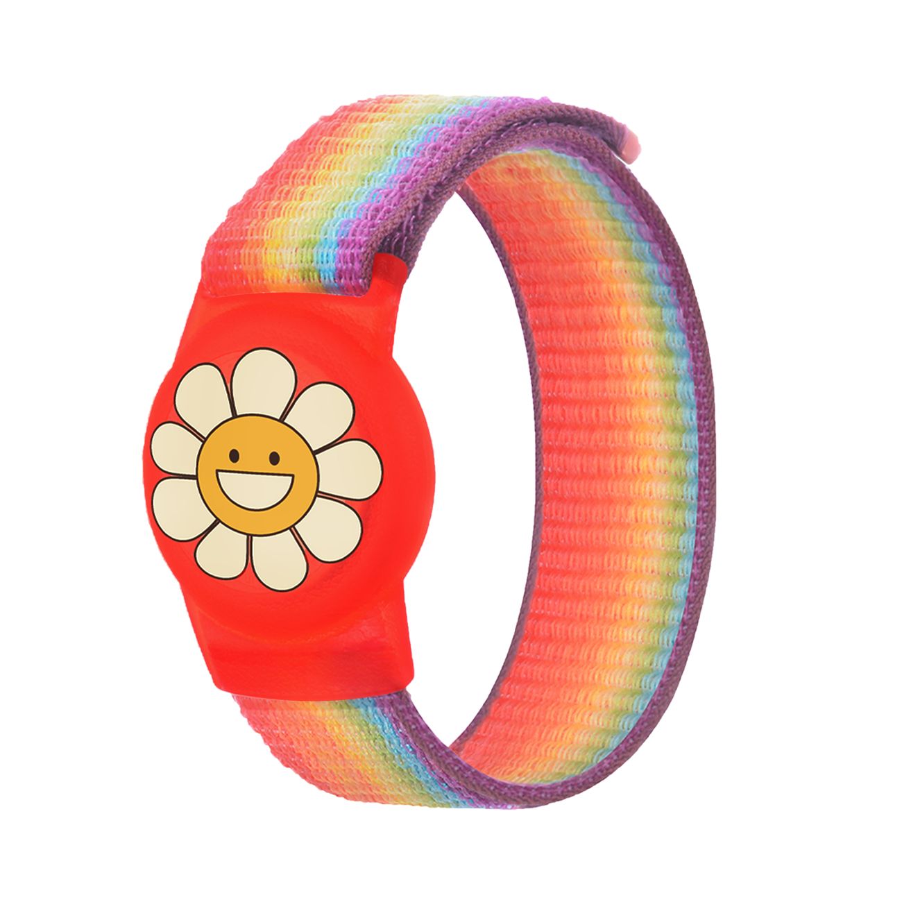 Apple AirTag Kids Nylon Wrist Strap Case - with Flower and Rainbow Stripe — Hurtel