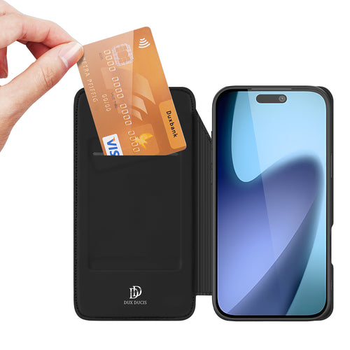Dux Ducis Skin Pro Case for iPhone 17 Air with Flip and Card Slot - Black