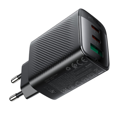 Acefast A108 GaN PD 67W 2xUSB-C 1xUSB-A Wall Charger - Black