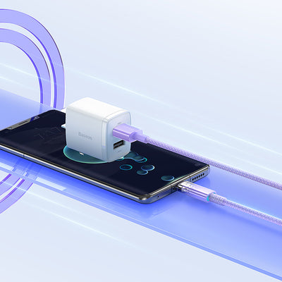 Baseus Explorer 100W USB-A - USB-C Cable with Intelligent Temperature Sensor 1m - Purple