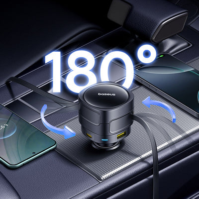 Baseus Enjoyment Max 90W Car Charger 2 x USB-C + USB-A + USB-C Cable - Black