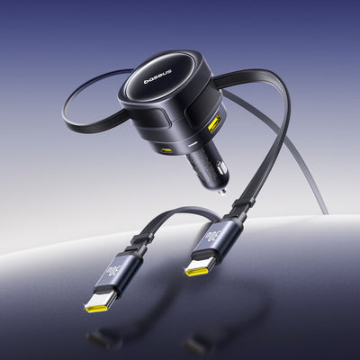 Baseus Enjoyment Max 90W Car Charger 2 x USB-C + USB-A + USB-C Cable - Black