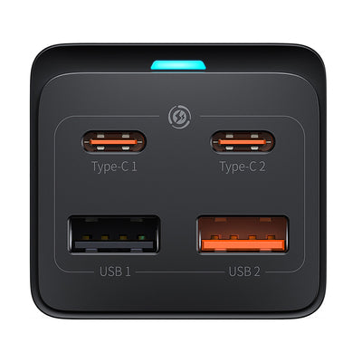 Baseus GaN3 Pro 65W EU Charging Station + 2 x USB-C + 2 x USB-A with Baseus Xiaobai USB-C 100W 1m Cable - Black