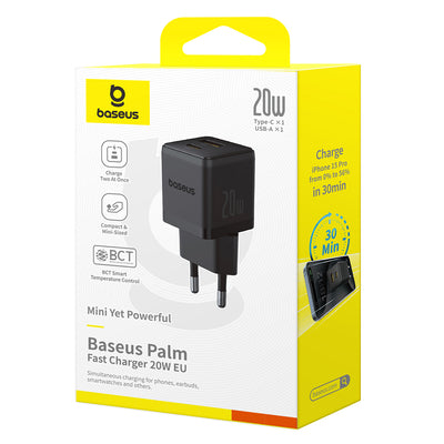 Baseus Palm 20W USB-C USB-A Wall Charger - Black