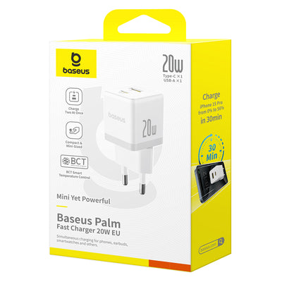 Baseus Palm 20W USB-C USB-A Wall Charger - White
