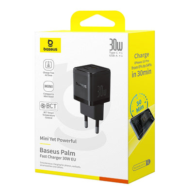 Baseus Palm 30W USB-C USB-A Wall Charger - Black