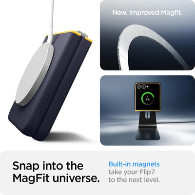 Nano Pop Mag MagSafe Case for Samsung Galaxy Z Flip 7 - Navy Blue and Yellow — Spigen