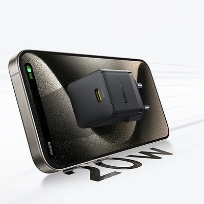 Baseus Palm 1C 20W Wall Charger (with Baseus Mini White USB-C 60W (20V/3A) 1m Cable) - Black