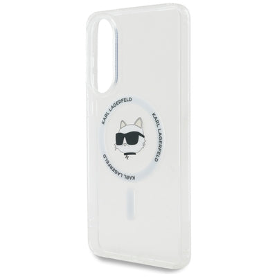 Karl Lagerfeld Button Choupette Head Printed Logo MagSafe Case for Samsung Galaxy S25 Edge - White