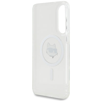 Karl Lagerfeld Button Choupette Head Printed Logo MagSafe Case for Samsung Galaxy S25 Edge - White
