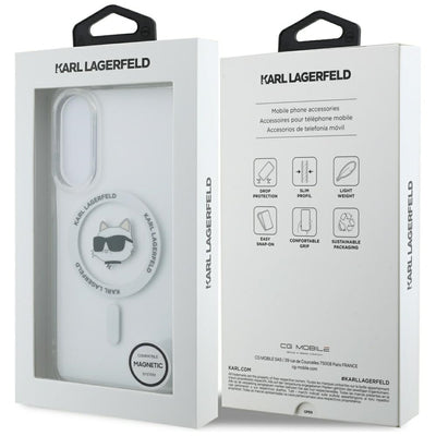 Karl Lagerfeld Button Choupette Head Printed Logo MagSafe Case for Samsung Galaxy S25 Edge - White