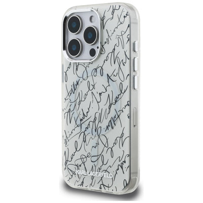 Karl Lagerfeld IML Karl Script Pattern MagSafe Case for iPhone 16 Pro - White