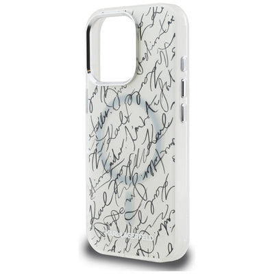 Karl Lagerfeld IML Karl Script Pattern MagSafe Case for iPhone 16 Pro - White