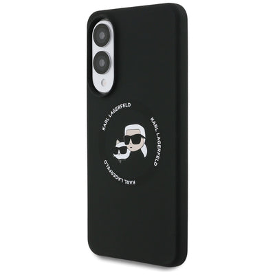 Karl Lagerfeld Silicone nauble Heads And Circle MagSafe case for Samsung Galaxy S25 Edge - black