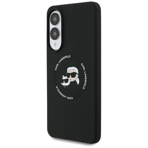 Karl Lagerfeld Silicone nauble Heads And Circle MagSafe case for Samsung Galaxy S25 Edge - black