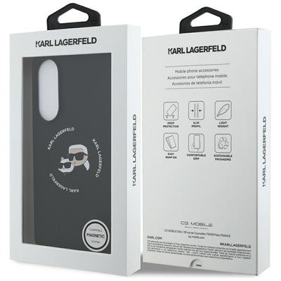 Karl Lagerfeld Silicone nauble Heads And Circle MagSafe case for Samsung Galaxy S25 Edge - black