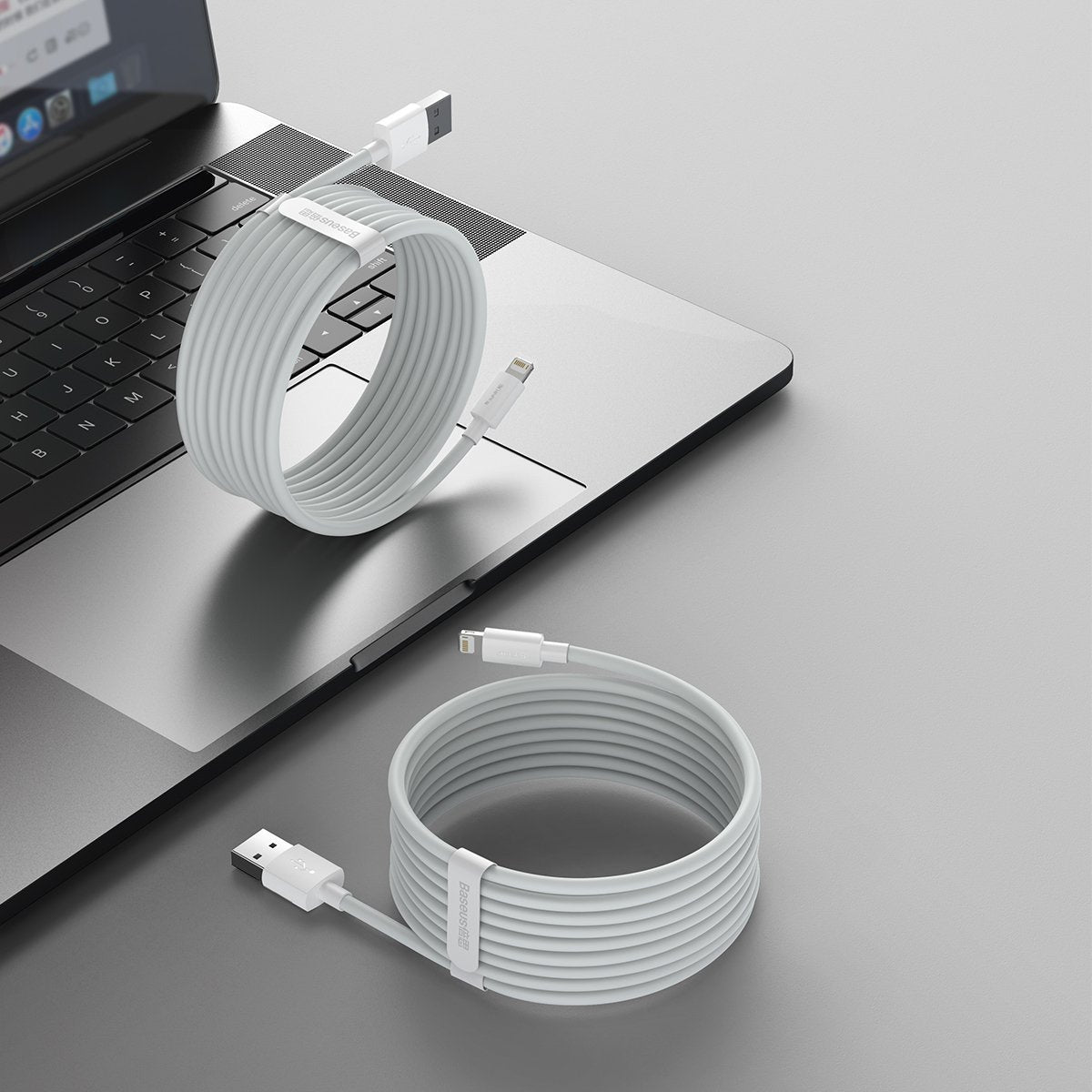 Baseus Simple Wisdom Data Cable Kit USB to Lightning 2.4A (2PCS/Set）1.5m White - Product Image 5