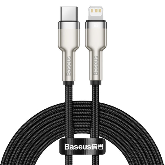 USB-C cable for Lightning Baseus Cafule, PD, 20W, 2m (black) - Product Image 2
