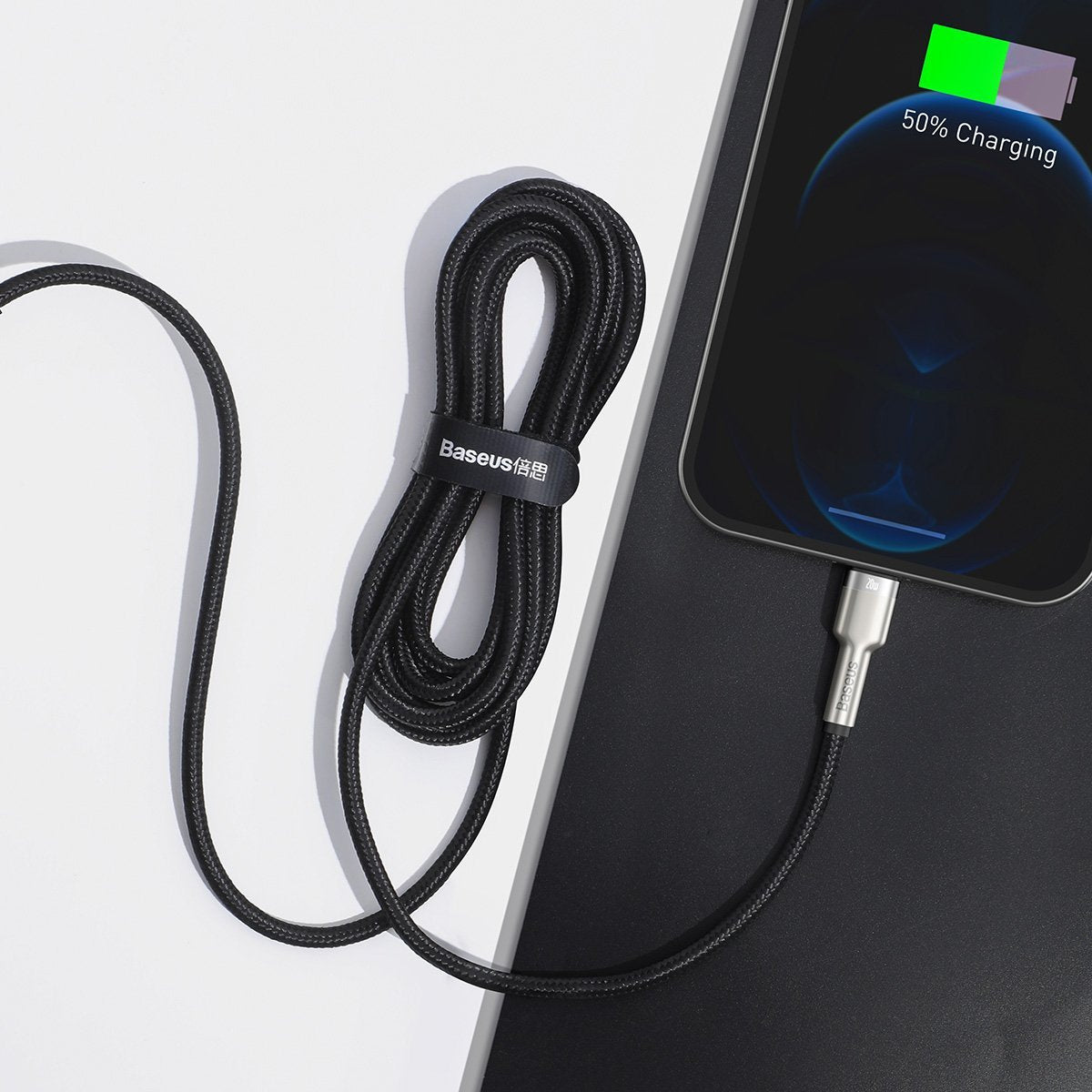 USB-C cable for Lightning Baseus Cafule, PD, 20W, 2m (black) - Product Image 11
