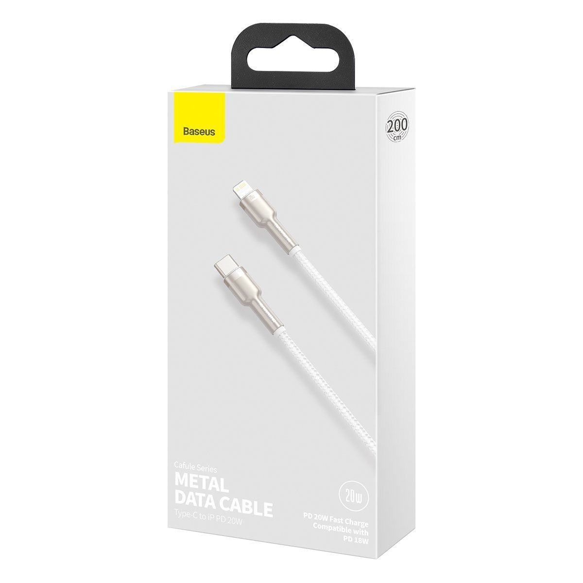 USB-C cable for Lightning Baseus Cafule, PD, 20W, 2m (white) - Product Image 7