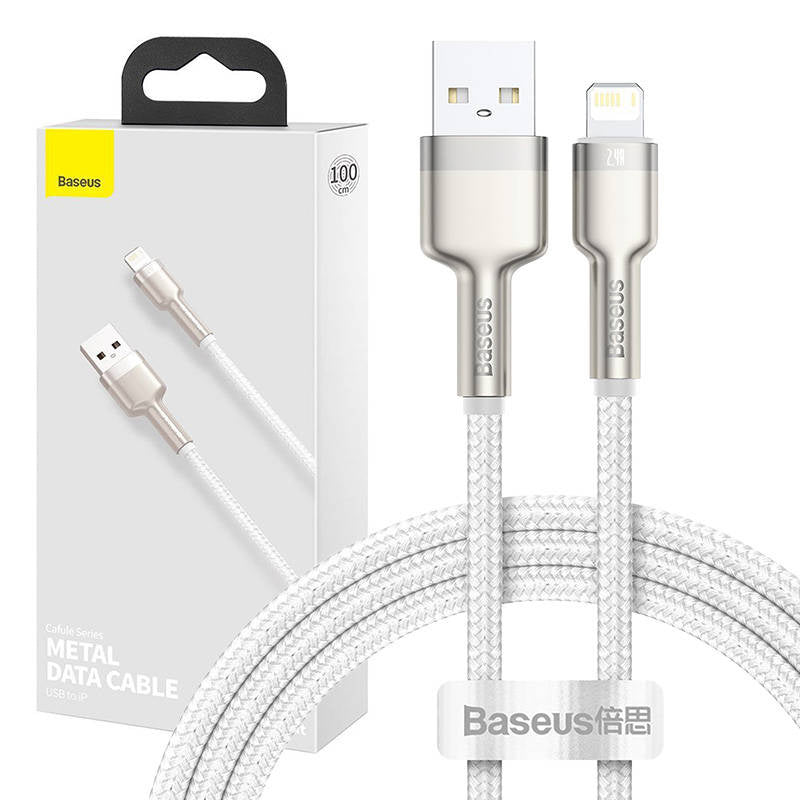 USB cable for Lightning Baseus Cafule, 2.4A, 1m (white) - Product Image 1