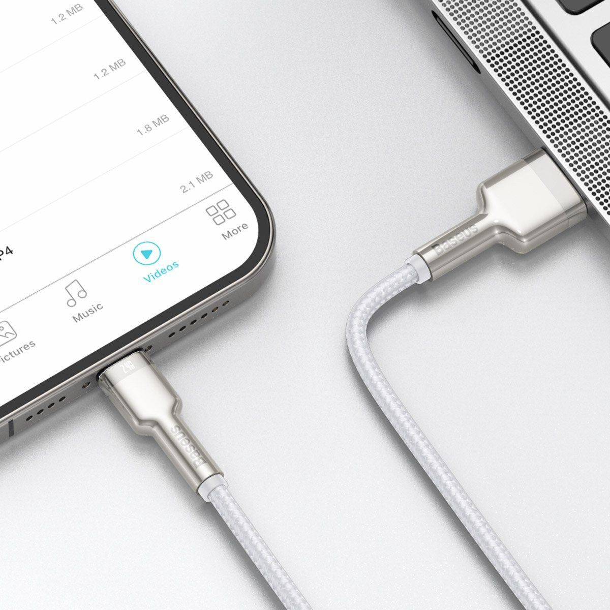 USB cable for Lightning Baseus Cafule, 2.4A, 1m (white) - Product Image 10