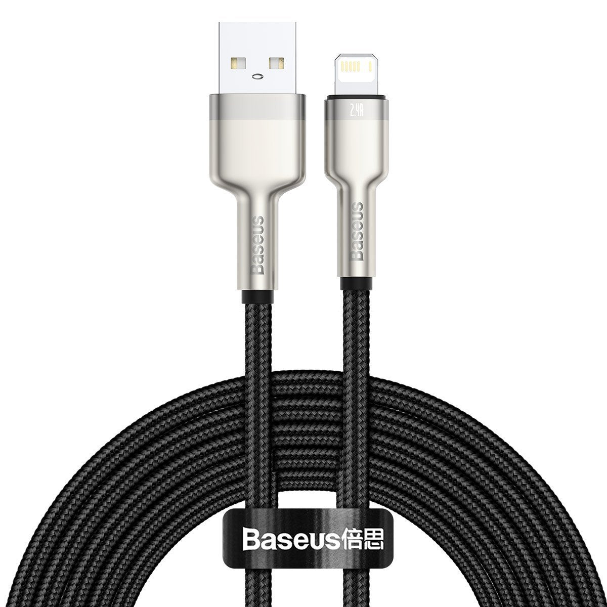 USB cable for Lightning Baseus Cafule, 2.4A, 2m (black) - Product Image 1