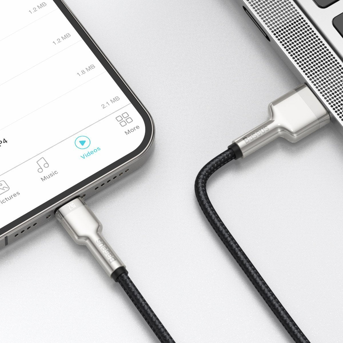 USB cable for Lightning Baseus Cafule, 2.4A, 2m (black) - Product Image 8