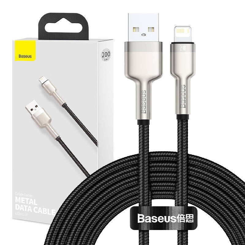 USB cable for Lightning Baseus Cafule, 2.4A, 2m (black) - Product Image 12
