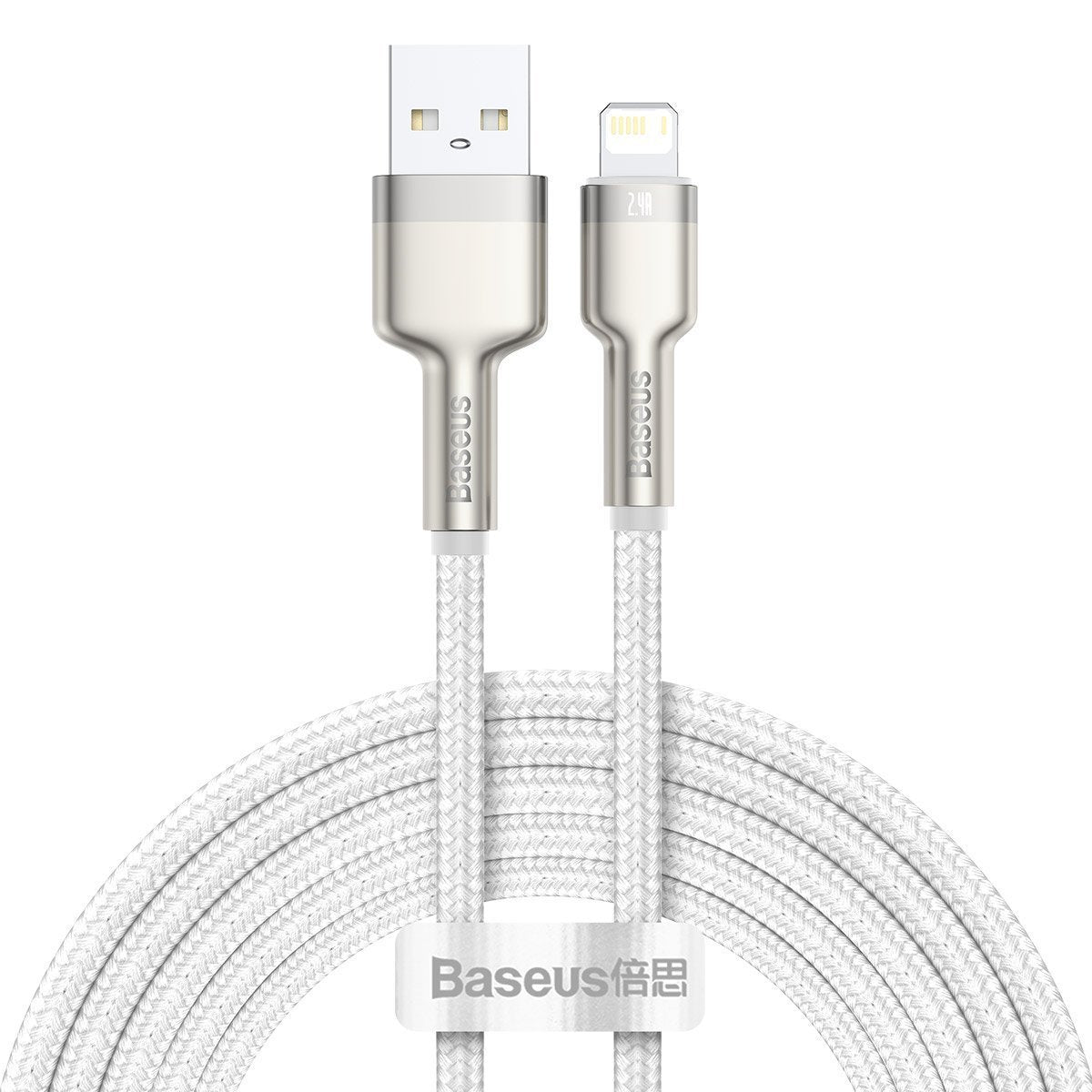 USB cable for Lightning Baseus Cafule, 2.4A, 2m (white) - Product Image 2