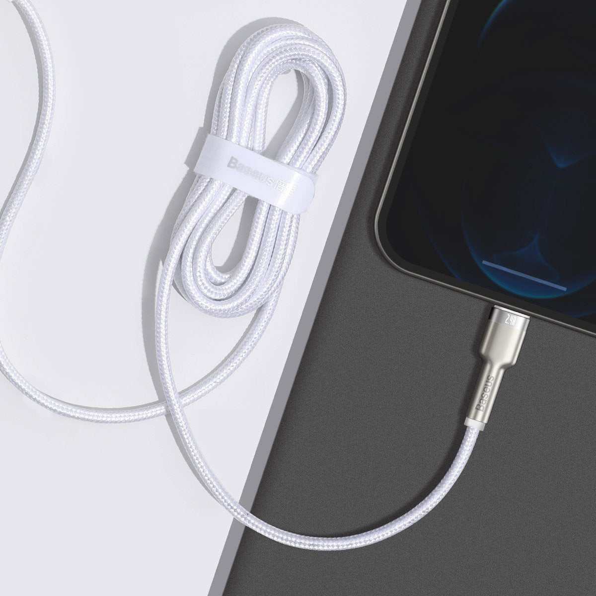 USB cable for Lightning Baseus Cafule, 2.4A, 2m (white) - Product Image 9