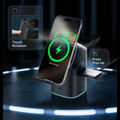 Spigen Essential EF223MS 3-in-1 QI2 Wireless Charger - Black
