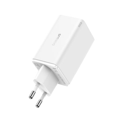 Baseus GaN6 Pro Charger 65W 2 x USB-C 2 x USB-A with Black USB-C Cable 100W 1m - White