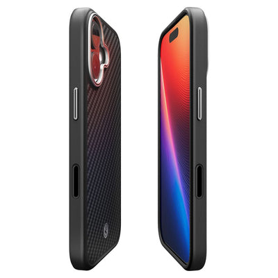 Spigen Enzo Aramid &quot;T&quot; MagSafe case for iPhone 17 - black and silver