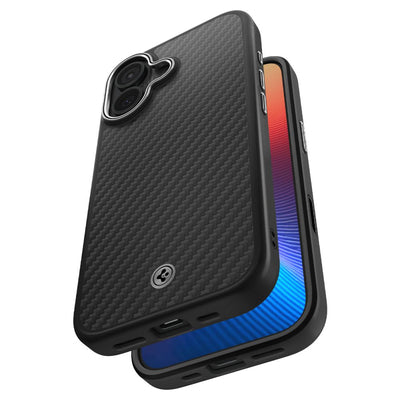 Spigen Enzo Aramid &quot;T&quot; MagSafe case for iPhone 17 - black and silver