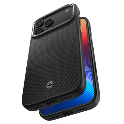 Spigen Enzo Aramid &quot;T&quot; MagSafe Case for iPhone 17 Pro Max - Black and Silver